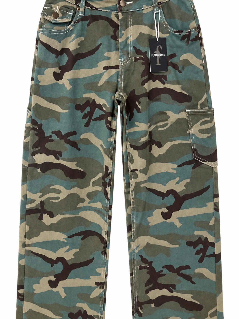 Flamingoals Women's Straight-Leg Camo Pants - Green